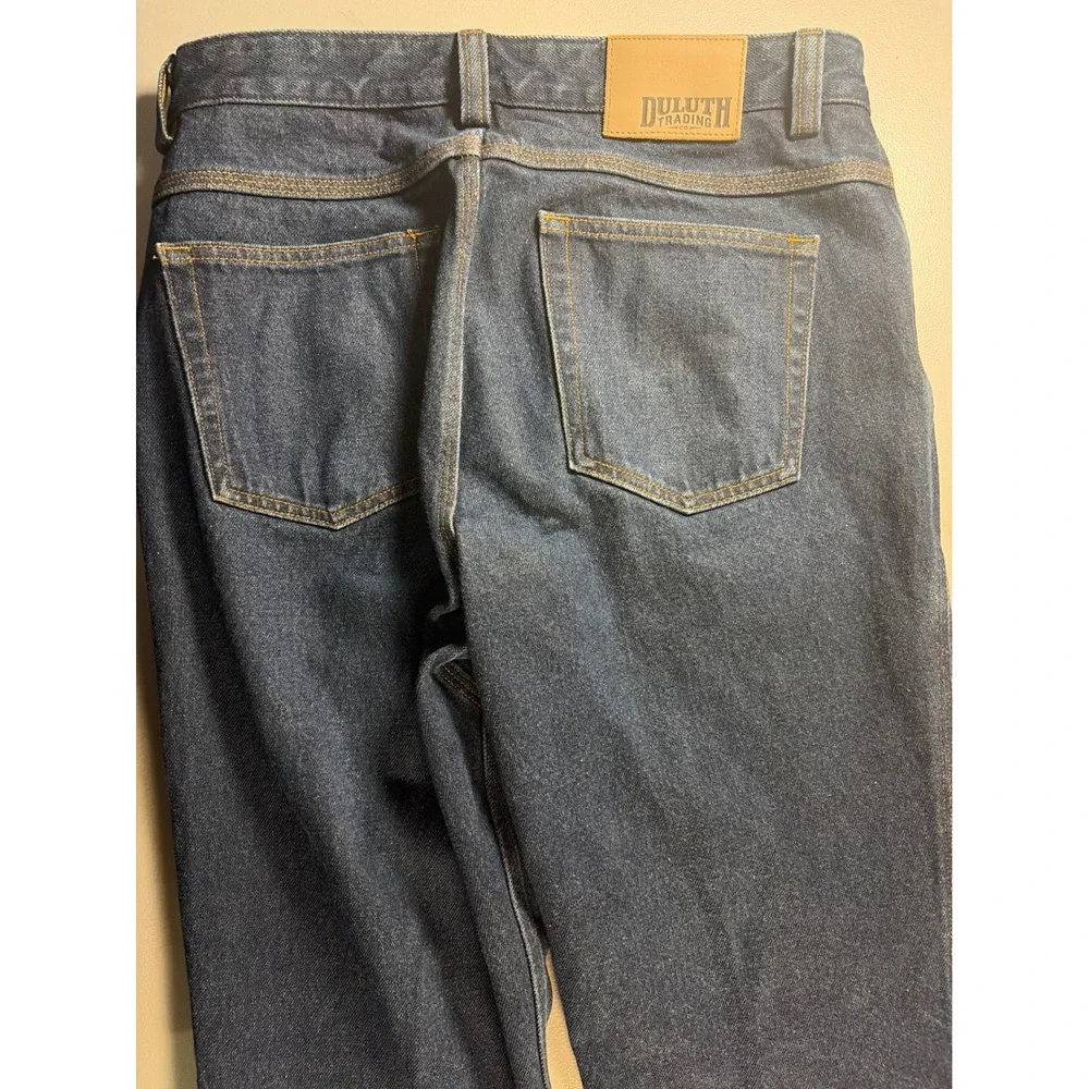 Duluth Trading Co Relaxed Fit Jeans Mens 32x34 Dark Wash Blue 100% Cotton Denim